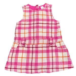 Baby Gap Y2K Girl Pink Plaid Dress 6-12 Month Sleeveless Flannel Preppy Academia